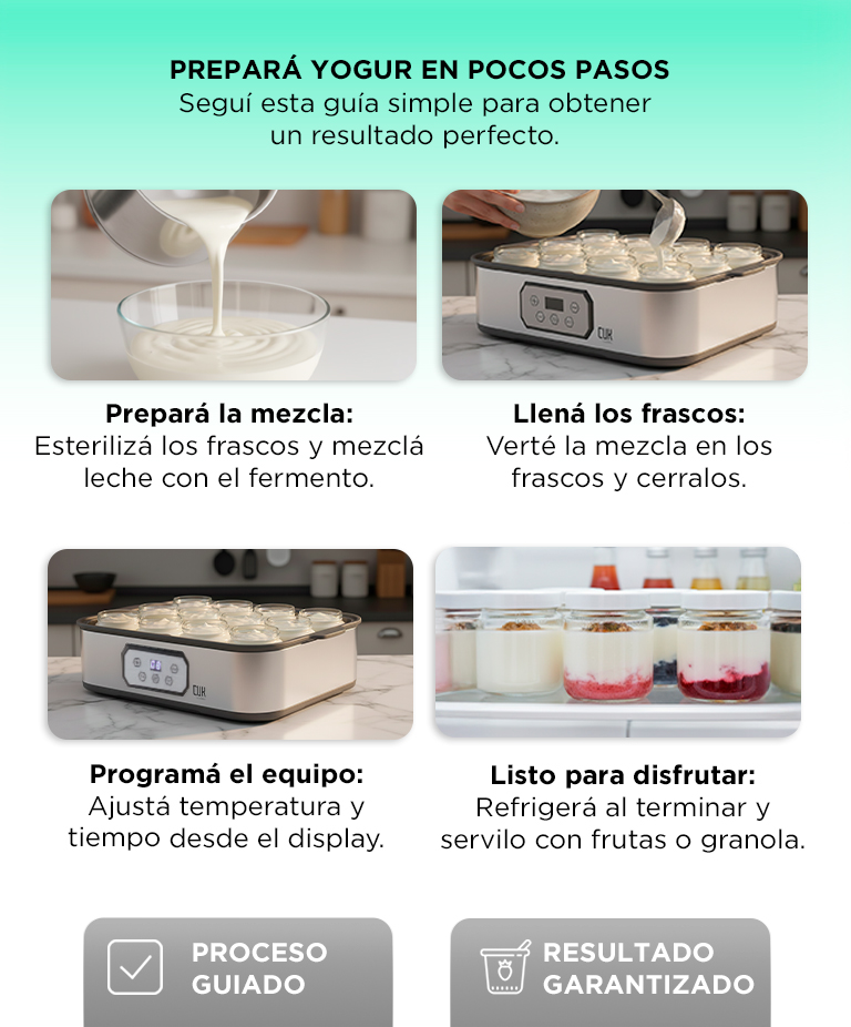Yogurtera Cuk By Gadnic 216 Lts 12 Frascos x180ml Display Control Temperatura y Tiempo - Imagen 3