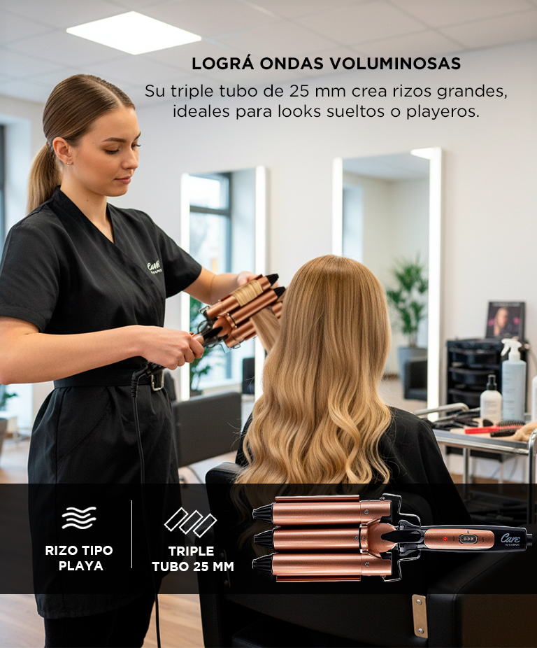 Buclera de Pelo Gadnic B3000 Rizador 3 Tubos 25 mm 150W 180 210 C - Imagen 3
