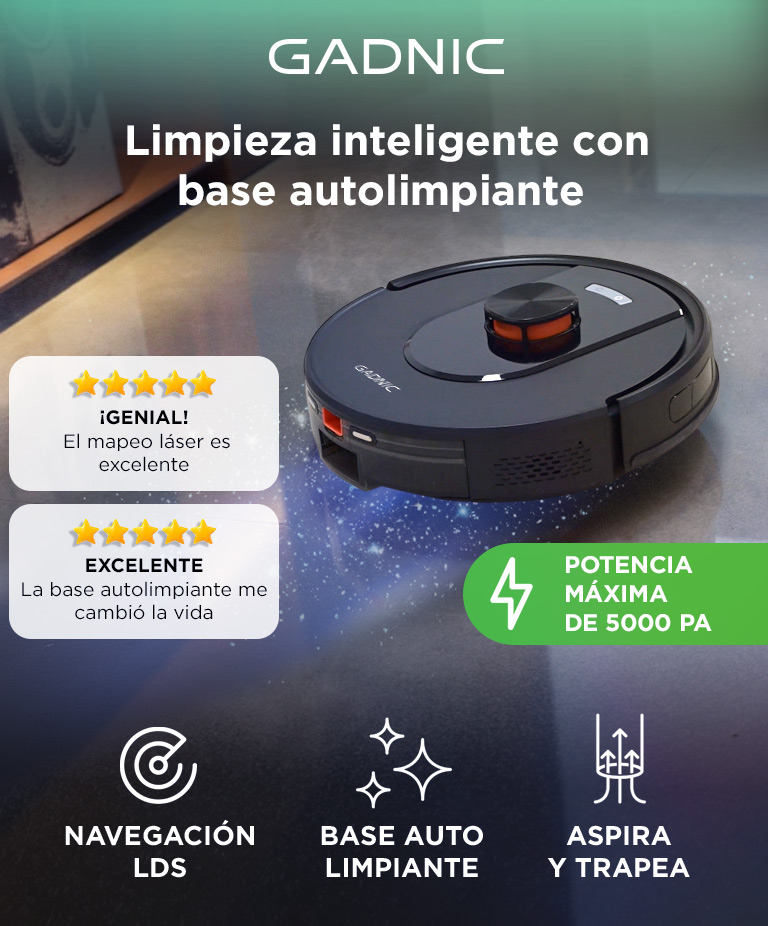 Aspiradora Trapeadora Robot Gadnic AC701 Con Base Carga Mapeo Inteligente - Imagen 2
