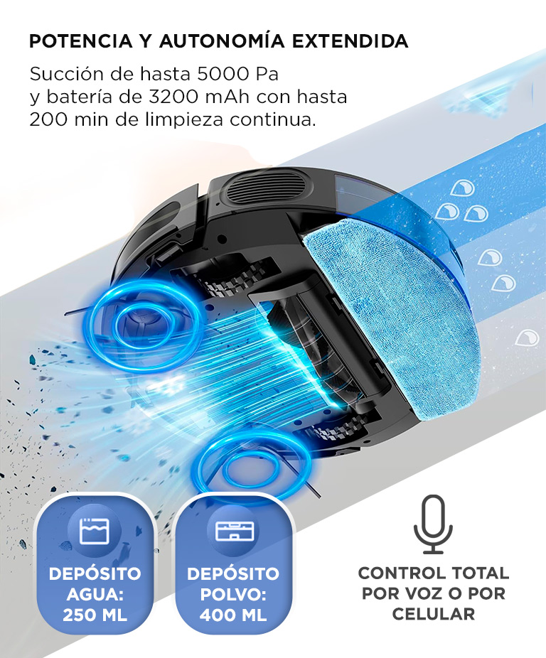 Aspiradora Trapeadora Robot Gadnic AC701 Con Base Carga Mapeo Inteligente - Imagen 5