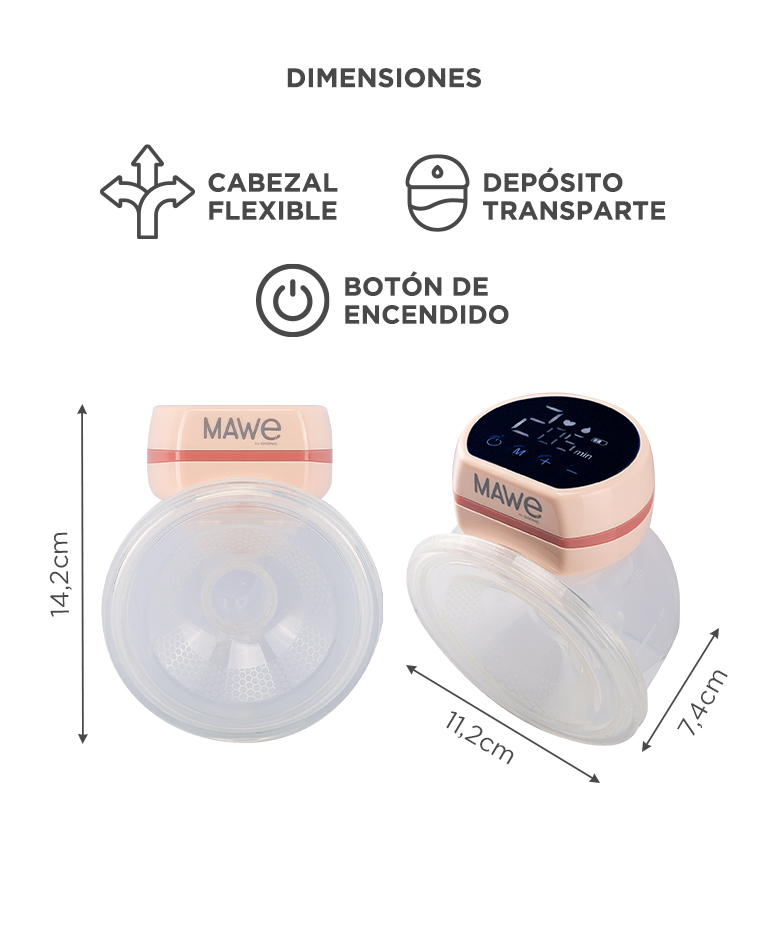 Sacaleche Electrico Mawe By Gadnic Portatil 9 Niveles 3 Modos Bateria 800mAh Pantalla LED Succion 300mmHg - Imagen 6