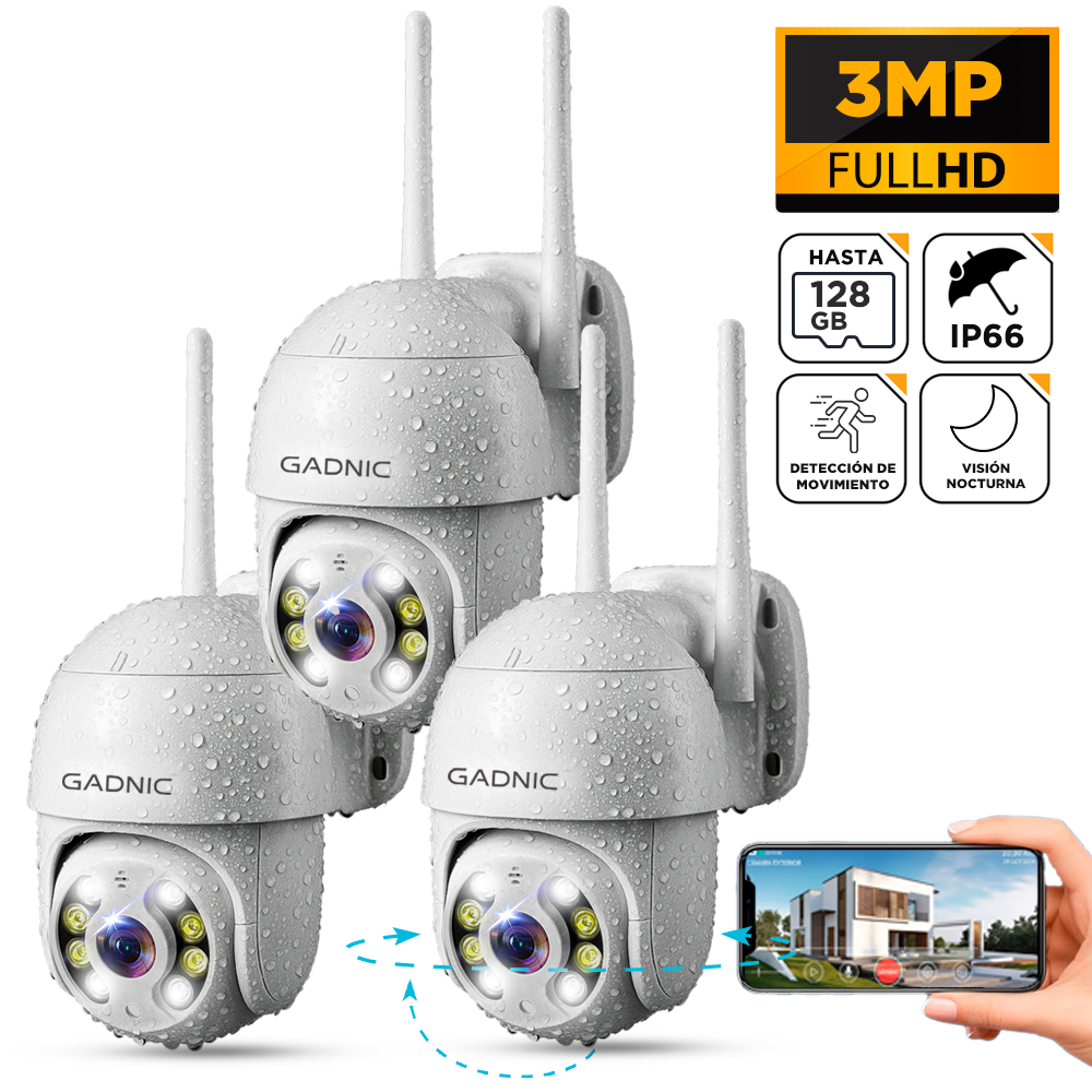 Camaras de Seguridad Wifi IP Gadnic DM200W x3 Full HD Motorizada