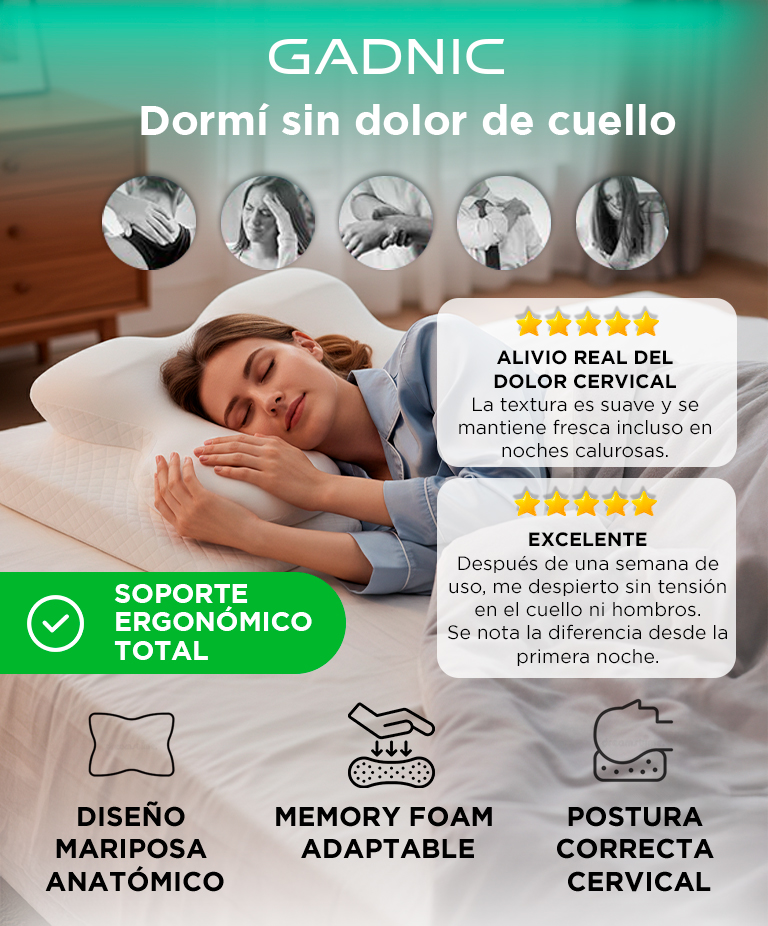 Almohada Inteligente Gadnic Espuma Memory Fresca Ergonómica Cervical - Imagen 2
