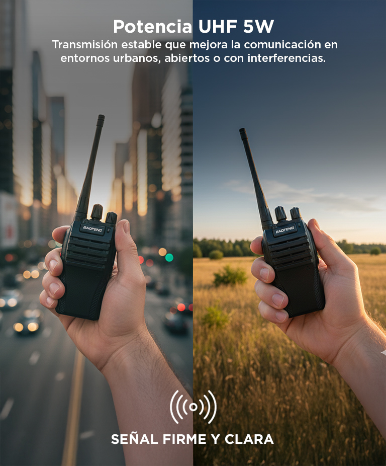 Handy Baofeng BF-999S 5w 16CH UHF Hasta 10km 2 Baterías y Manos Libres - Imagen 3
