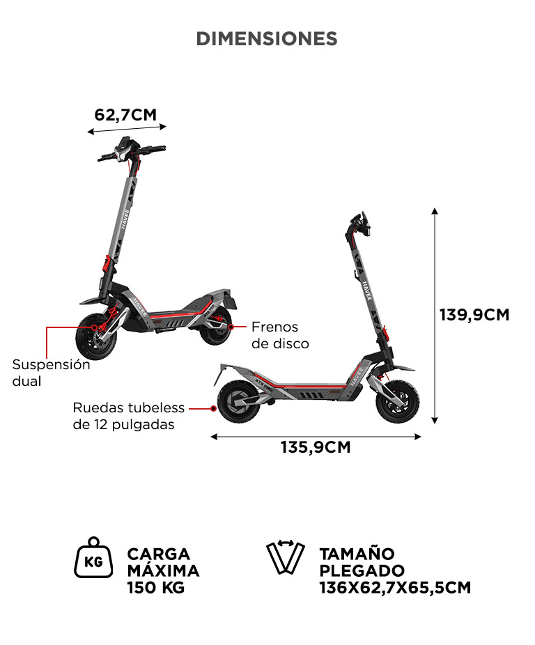 Scooter Eléctrico NAVEE XT5 Pro 2200W Autonomía Hasta 75 km Alta Potencia Velocidad 50 kmh - Imagen 6