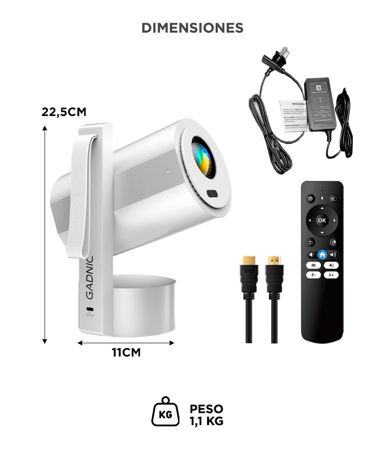 Proyector Inalámbrico Gadnic Full HD 1920x1080 Auto Enfoque Automático 250 ANSI Lumenes - Imagen 7