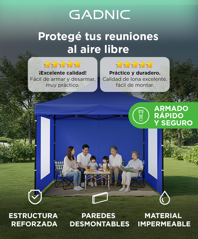 Gazebo Plegable Gadnic 3x3 Reforzado Con Paredes Uso Temporal Exterior Eventos Playa Jardin - Imagen 2