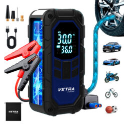 Cargador Arrancador De Batería De Autos Vetra By Gadnic Inflador Portátil 12V 150 PSI 4 En 1 Compresor