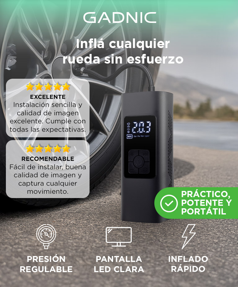 Inflador Portatil Gadnic Bateria Auto 6000mah - Imagen 2