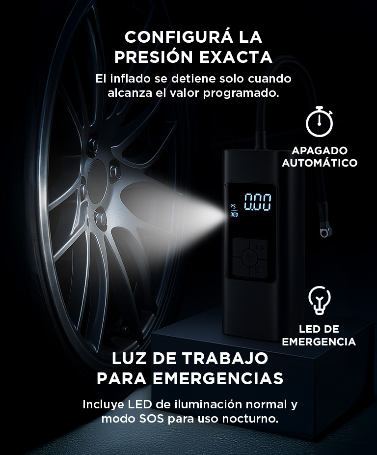 Inflador Portatil Gadnic Bateria Auto 6000mah - Imagen 3