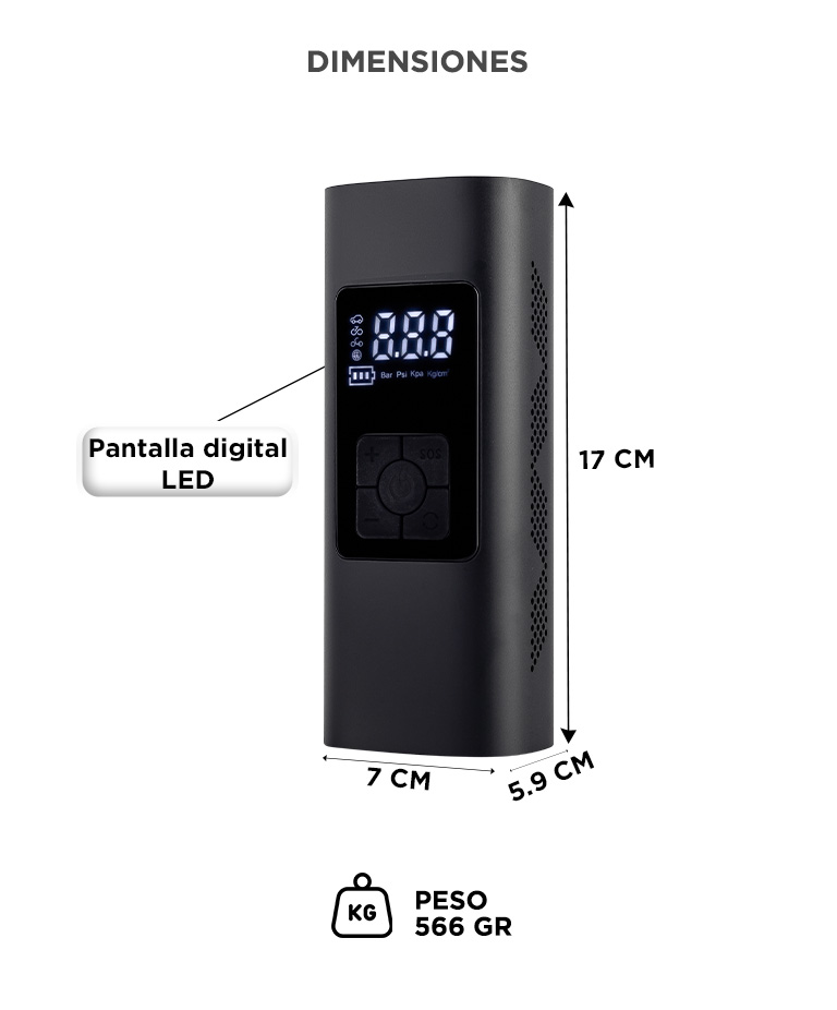 Inflador Portatil Gadnic Bateria Auto 6000mah - Imagen 6