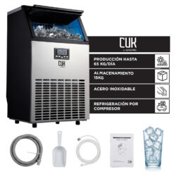 Máquina Fabricadora De Hielo Industrial Cuk By Gadnic 65 Kg Diarios Acero Inoxidable 15 Kg Almacenamiento