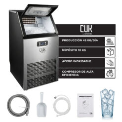 Máquina Fabricadora De Hielo Industrial Cuk By Gadnic 45 Kg Acero Inoxidable Con Depósito 10 Kg