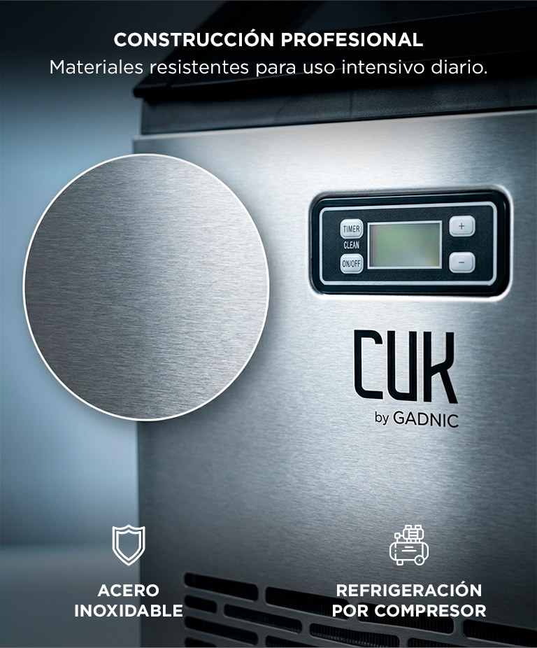 Máquina Fabricadora De Hielo Industrial Cuk By Gadnic 45 Kg Acero Inoxidable Con Depósito 10 Kg - Imagen 5