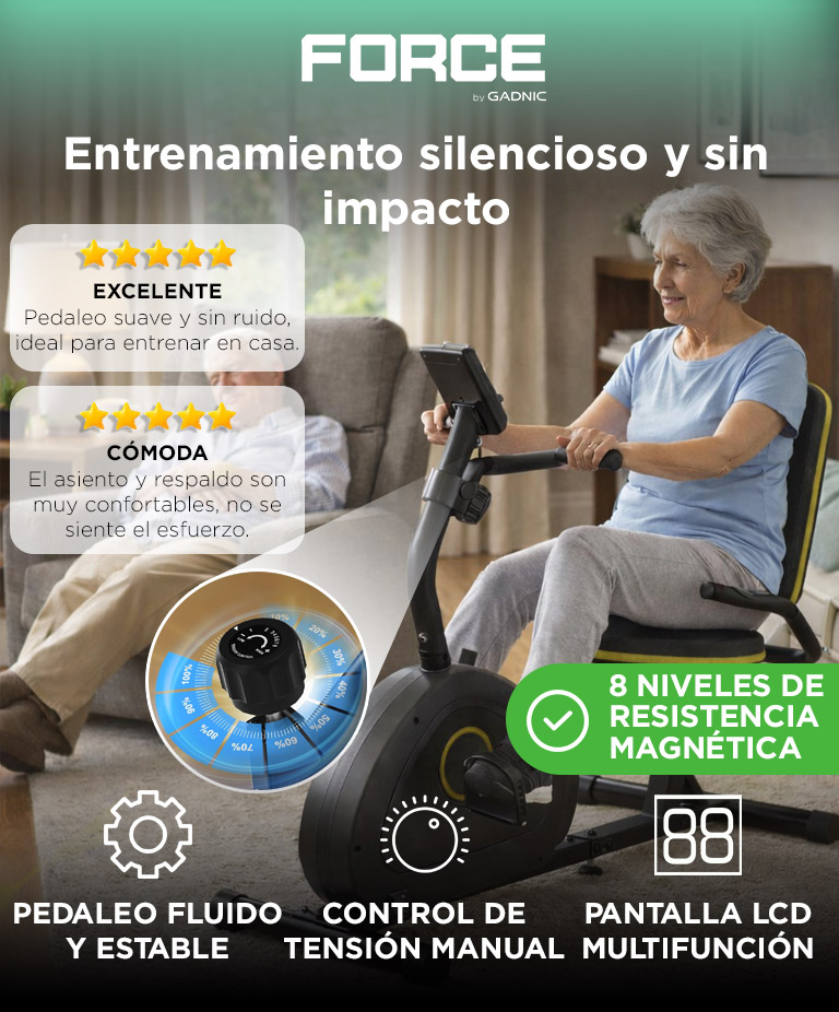 Bicicleta Estatica Inteligente Force By Gadnic 8 Niveles Pantalla LCD App - Imagen 2