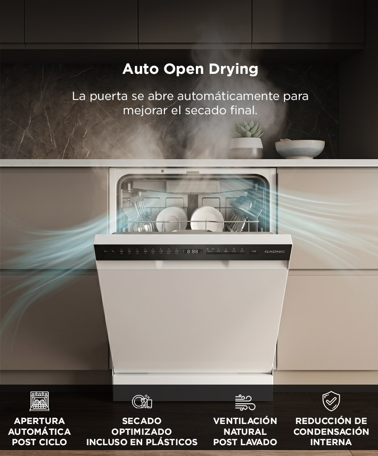Lavavajillas Slim Gadnic 10 Cubiertos Auto Open Panel Táctil 8 Programas Eficiencia A - Imagen 3