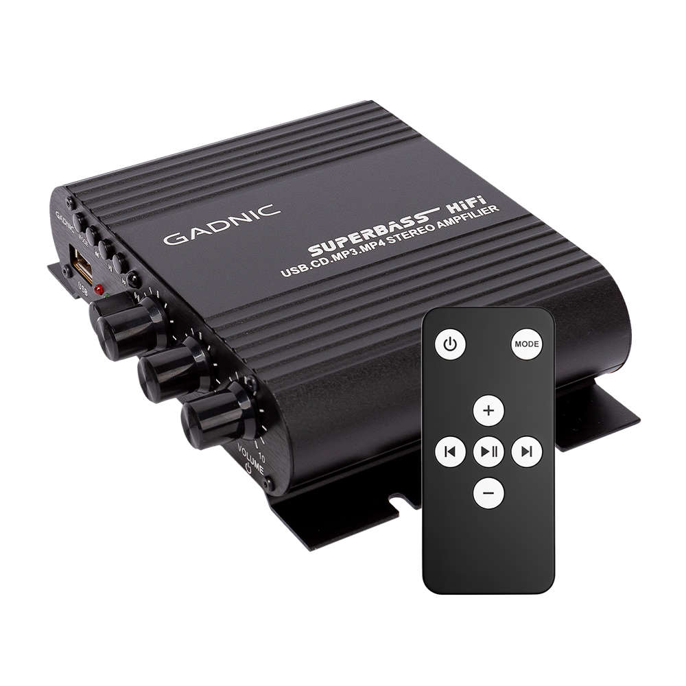 Amplificador BT Gadnic Para Auto Alta Potencia Con Conexion Inalambrica Control Remoto Para Sistema De Audio