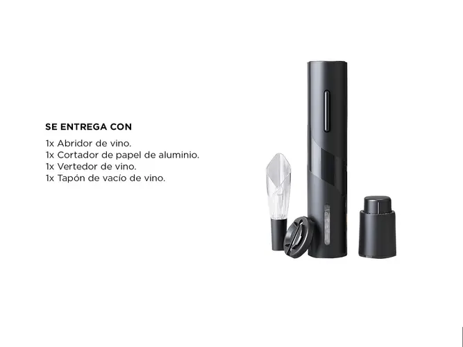 Set para Vino Gadnic V8094 Sacacorchos Automático Vertedor Cortador - Imagen 6