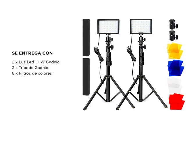 Kit Panel Led Fotografía Gadnic LP-02 Con Tripodes Regulables Y Filtros De Color - Imagen 6