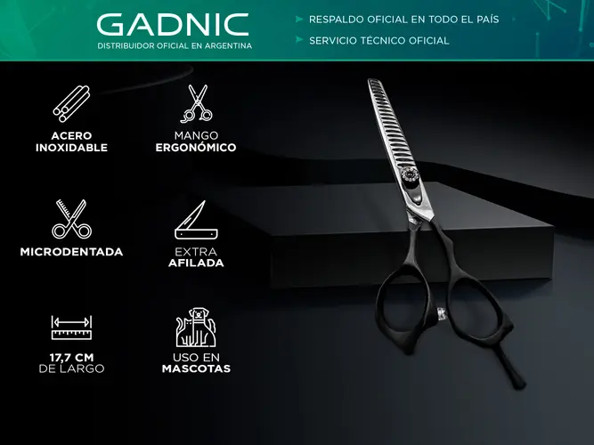 Tijera Profesional Gadnic Peluquería Canina Microdentada 7" - Imagen 2