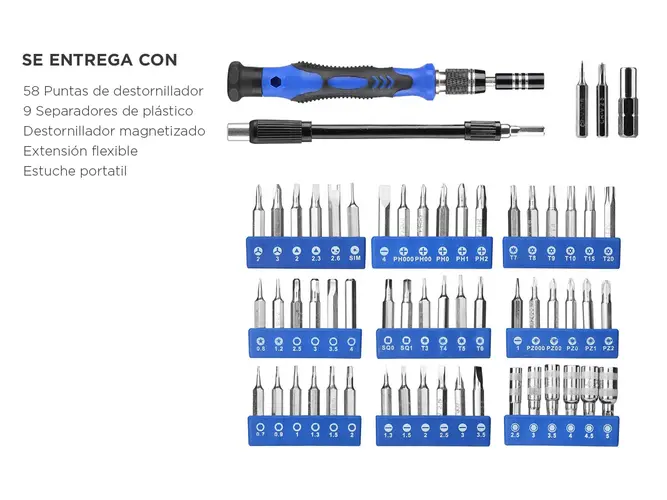 Kit Desarmador C/54 Puntas Intercambiables Celular 58 en 1 - Imagen 6