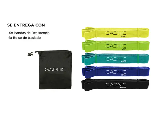 Kit 5 Bandas Isométricas Largas GADNIC POLYESTER - Imagen 6