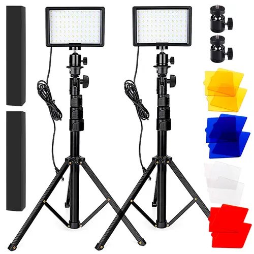 Kit Panel Led Fotografía Gadnic LP-02 Con Tripodes Regulables Y Filtros De Color