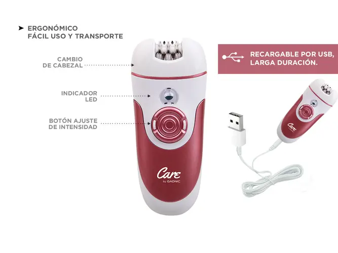 Depiladora eléctrica 4 en 1 Gadnic para mujer pierna cara inalámbrica recargable USB - Imagen 6