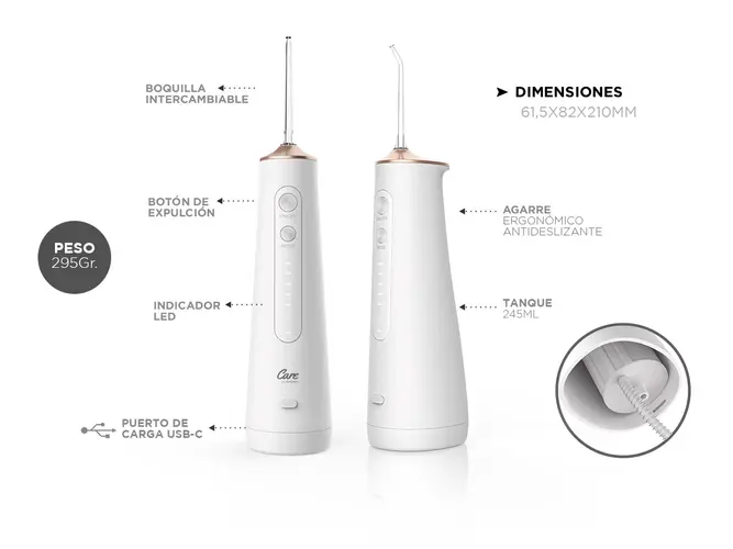 Irrigador Bucal Eléctrico Gadnic Con 6 Puntas Intercambiables Blanqueador Presión Regulable - Imagen 6