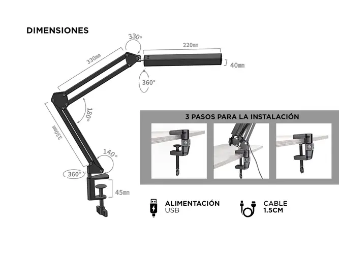 Lámpara Led De Escritorio Gadnic LedMax Con Brazo 360 - Imagen 6