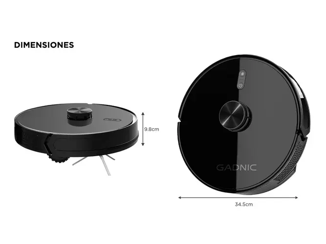 Aspiradora Robot Gadnic Láser 3000Pa Mopa App Inteligente Descarga Automática Batería 2600 mAh 120 Min de Uso - Imagen 6