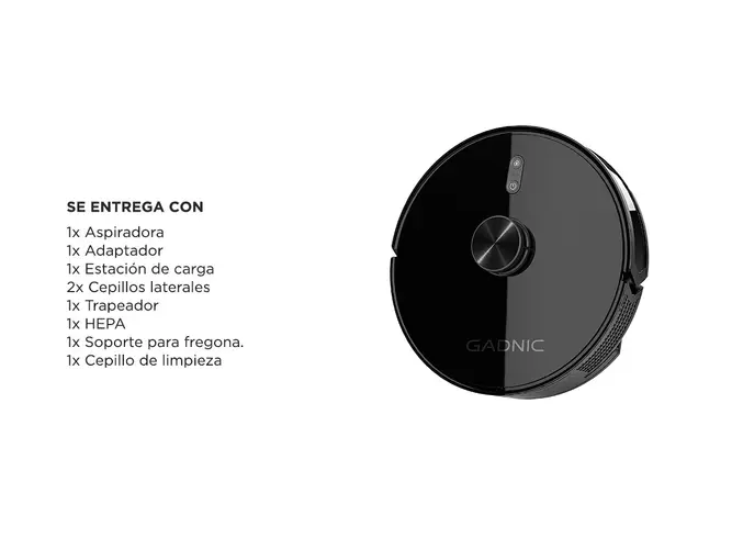 Aspiradora Robot Gadnic Láser 3000Pa Mopa App Inteligente Descarga Automática Batería 2600 mAh 120 Min de Uso - Imagen 7