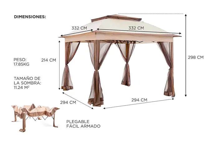Gazebo Mosquitero Gadnic Gard Tienda de Sombrilla Instalación Simple - Imagen 6