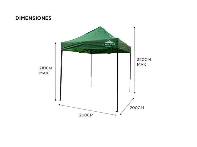 Gazebo Sin Paredes Gadnic 2x2 mts Impermeable Tubos Acero Reforzado Altura 4 Niveles - Imagen 6