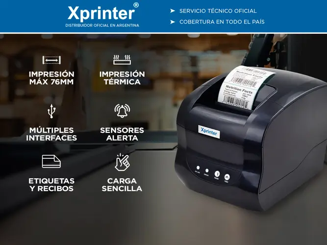 Impresora Térmica Directa XPrinter 365B de Etiqueta - Imagen 2