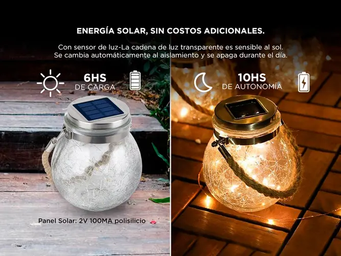 Lampara Luz Alambre Gadnic DL1B Solar Para Jardin Exterior Esfera X2 - Imagen 5