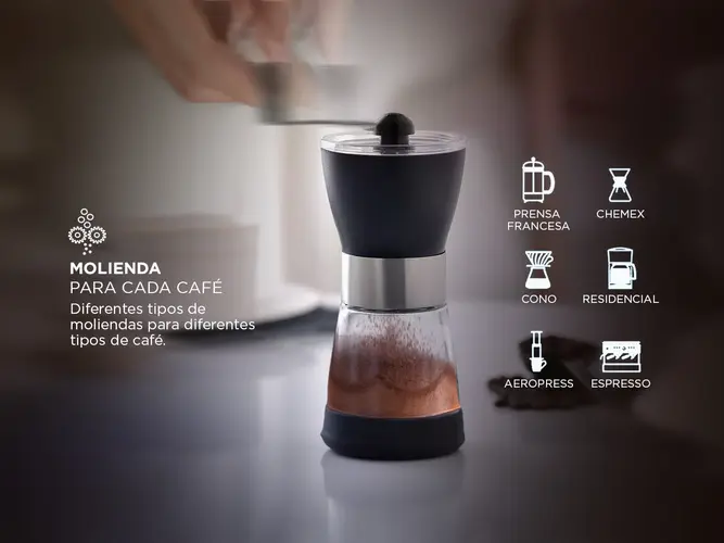 Molinillo De Cafe Manual Gadnic Portatil Ajustable En Acero Inoxidable Y ABS Para Cafe Semillas Y Especias - Imagen 5