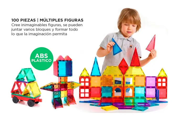 Juegos Magnéticos Gadnic Bloques De Construcción Para Niños 100 Piezas - Imagen 4