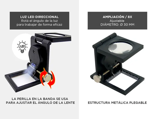 Lupa Cuenta Hilos Luz Led Gadnic Maximus3 Tornillo Micrométrico - Imagen 4