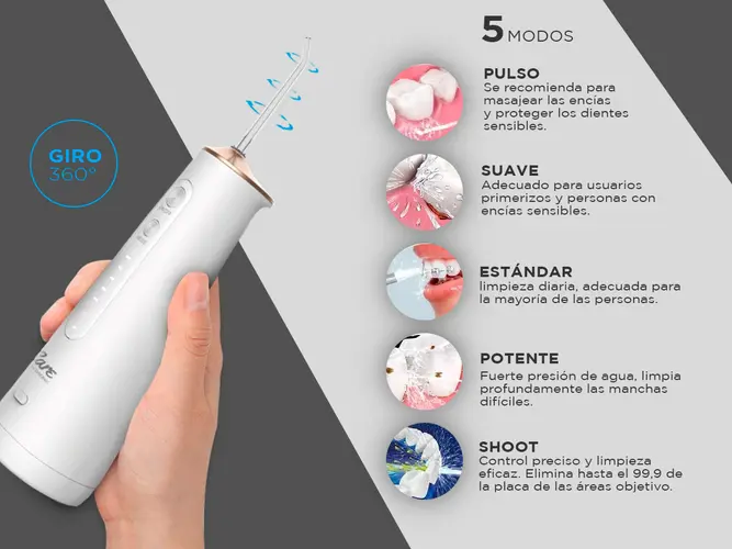 Irrigador Bucal Eléctrico Gadnic Con 6 Puntas Intercambiables Blanqueador Presión Regulable - Imagen 5