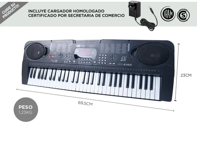 Teclado Musical MQ Organo Electronico 61 Teclas Con Microfono Parlantes Ritmos Tonos Grabación - Imagen 5