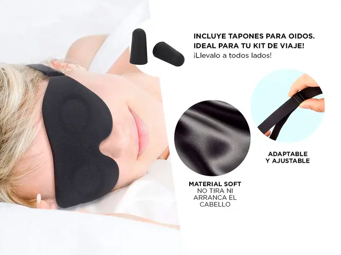 Antifaz Mascara Para Dormir Gadnic Memory Foam Aislamiento Luminoso + Tapones de Oído - Imagen 4