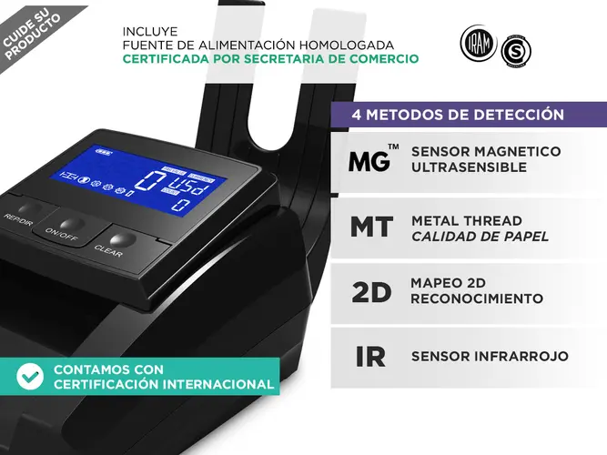 Detector De Billetes Falsos Gadnic Multimoneda Con Display Digital Conteo Automatico - Imagen 4