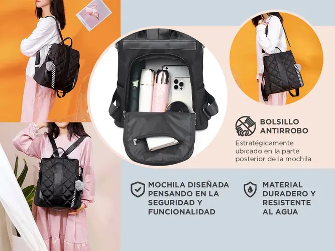 Mochila Bolso Negro Gadnic Antirrobo - Imagen 3