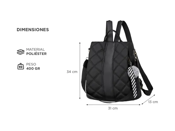 Mochila Bolso Negro Gadnic Antirrobo - Imagen 4
