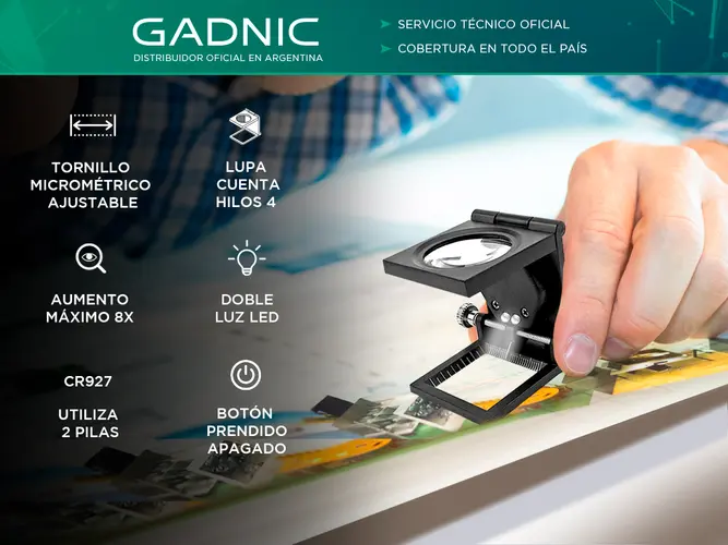 Lupa Cuenta Hilos Luz Led Gadnic Maximus3 Tornillo Micrométrico - Imagen 2
