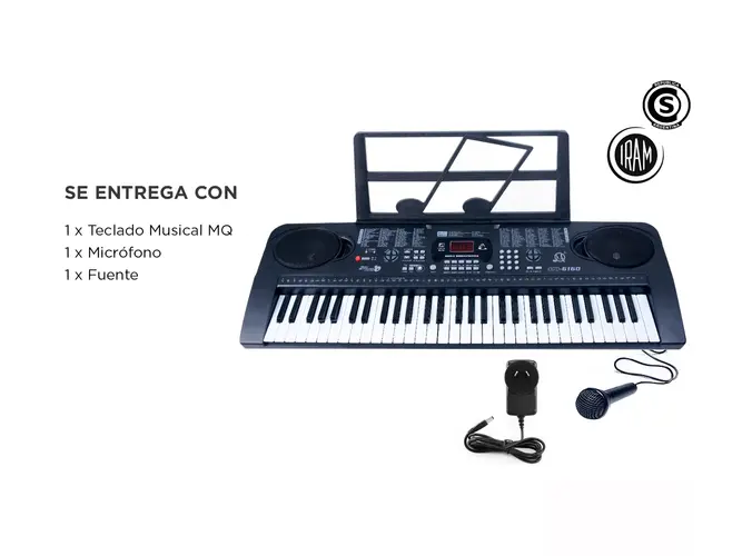 Teclado Musical MQ Organo Electronico 61 Teclas Con Microfono Parlantes Ritmos Tonos Grabación - Imagen 6