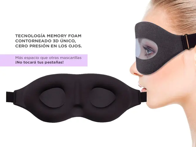 Antifaz Mascara Para Dormir Gadnic Memory Foam Aislamiento Luminoso + Tapones de Oído - Imagen 3