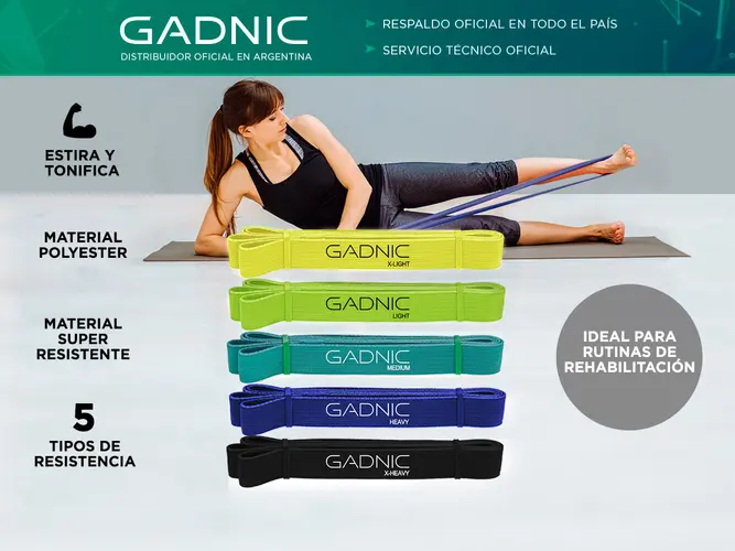 Kit 5 Bandas Isométricas Largas GADNIC POLYESTER - Imagen 2