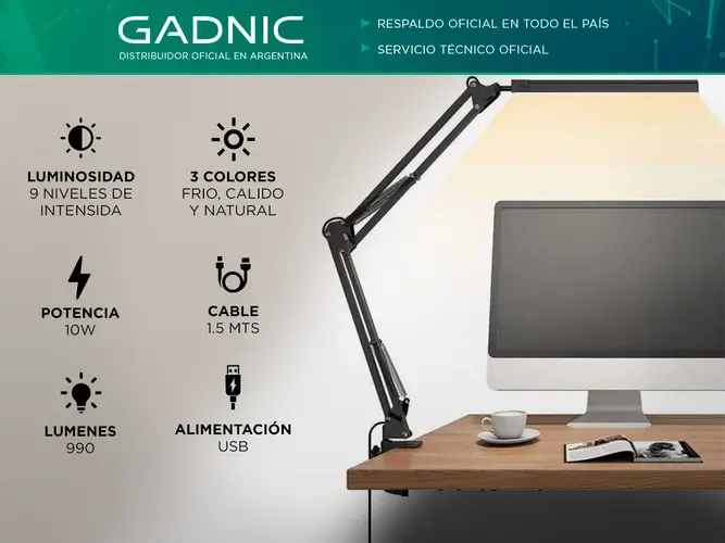 Lámpara Led De Escritorio Gadnic LedMax Con Brazo 360 - Imagen 3